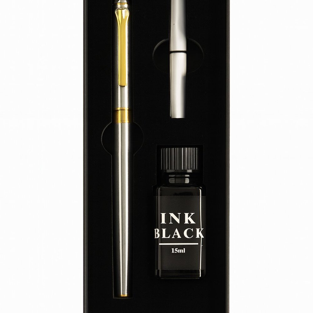 Chateau Avant Silver Pen & Black Ink Set NIB